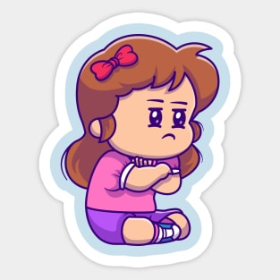 Cute Girl Angry Cartoon Sticker